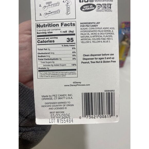 Pez Disney Princess 4 Piece Set Plus One Assorted Flavor Candy Refill Package - Picture 10 of 10